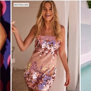 Pink disco sytle mini dress